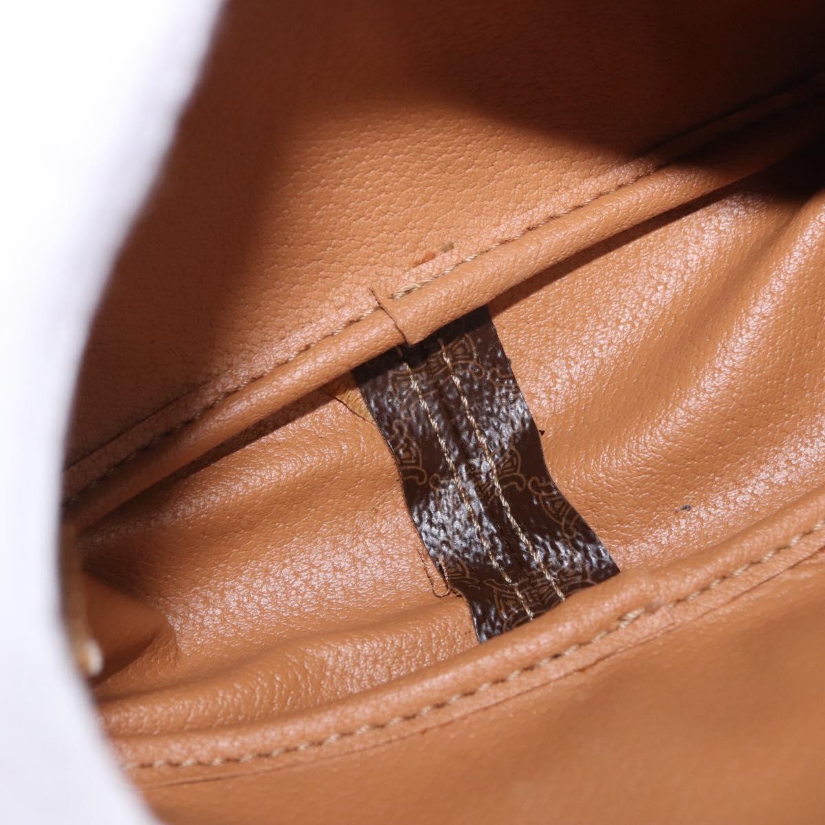 CELINE Macadam Canvas Hand Bag PVC Leather 2way Brown Gold Auth 196958