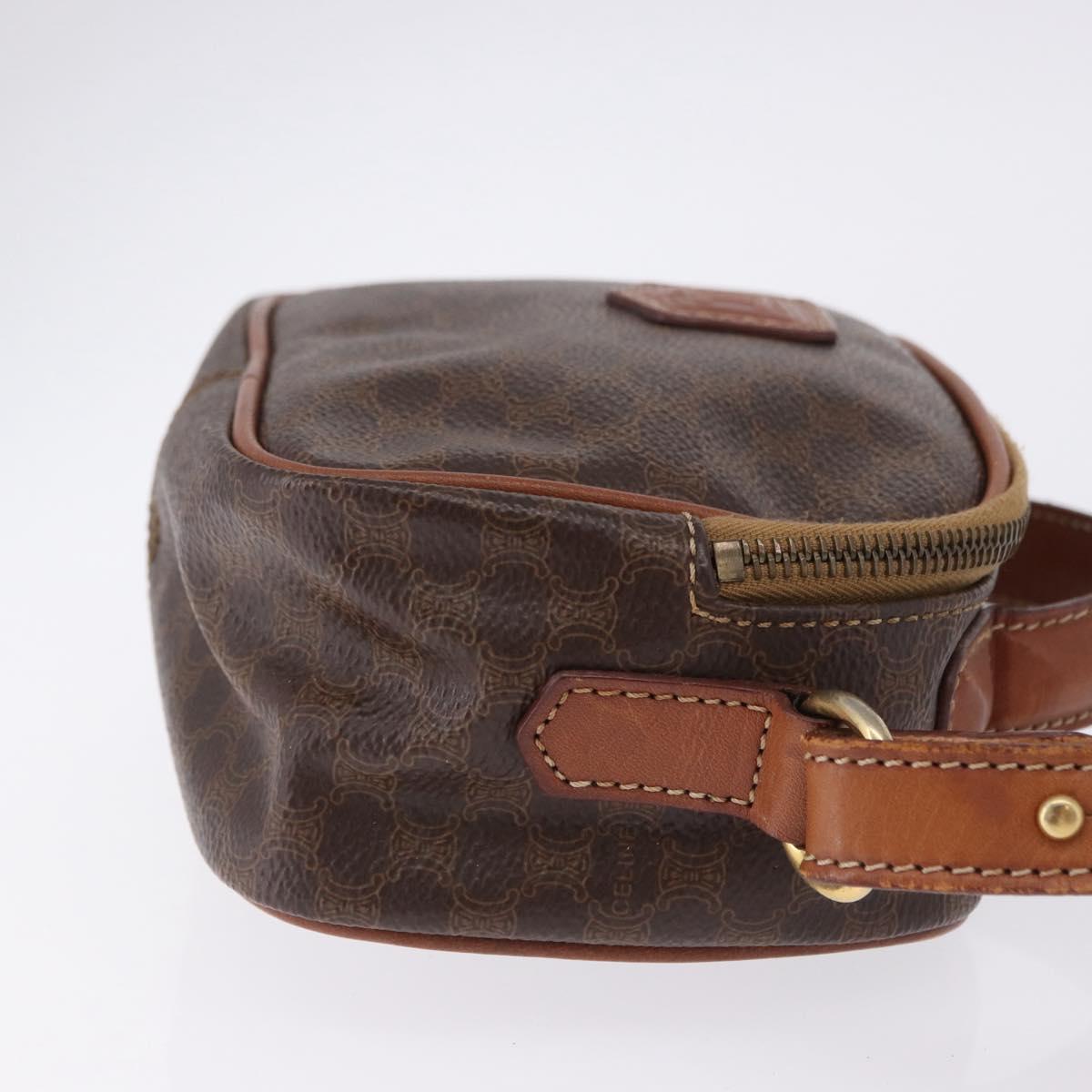 CELINE Macadam Canvas Hand Bag PVC Leather 2way Brown Gold Auth 196958