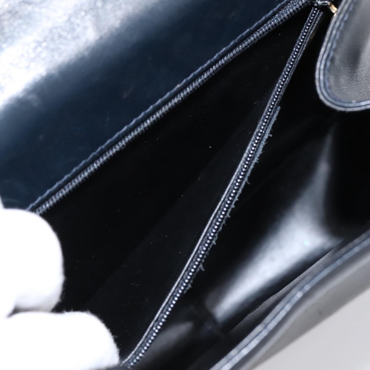 Salvatore Ferragamo Gancini Hand Bag Leather Black Gold Auth 196959A