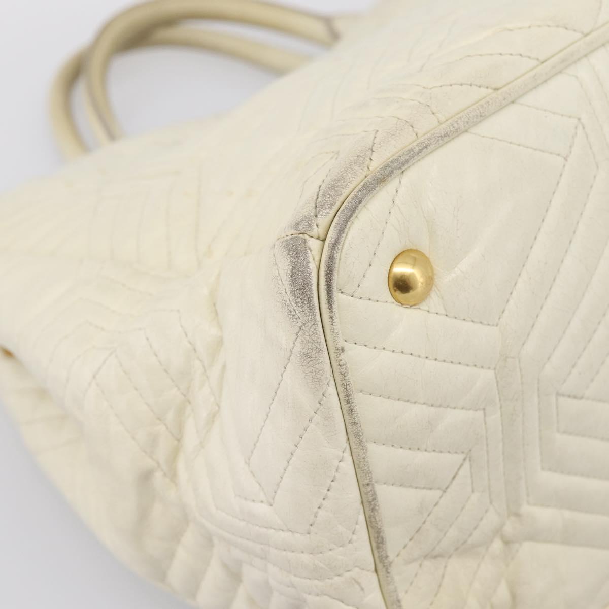 Miu Miu Hand Bag Leather Ivory Gold Auth 196961A