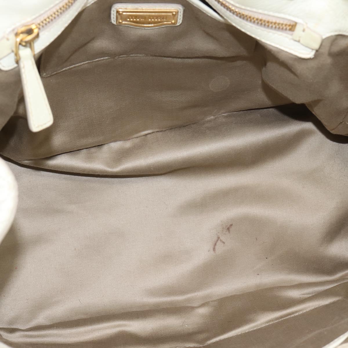Miu Miu Hand Bag Leather Ivory Gold Auth 196961A