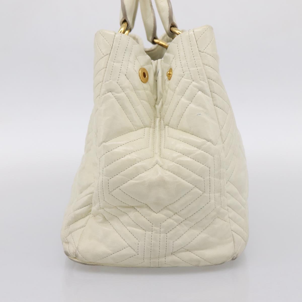 Miu Miu Hand Bag Leather Ivory Gold Auth 196961A