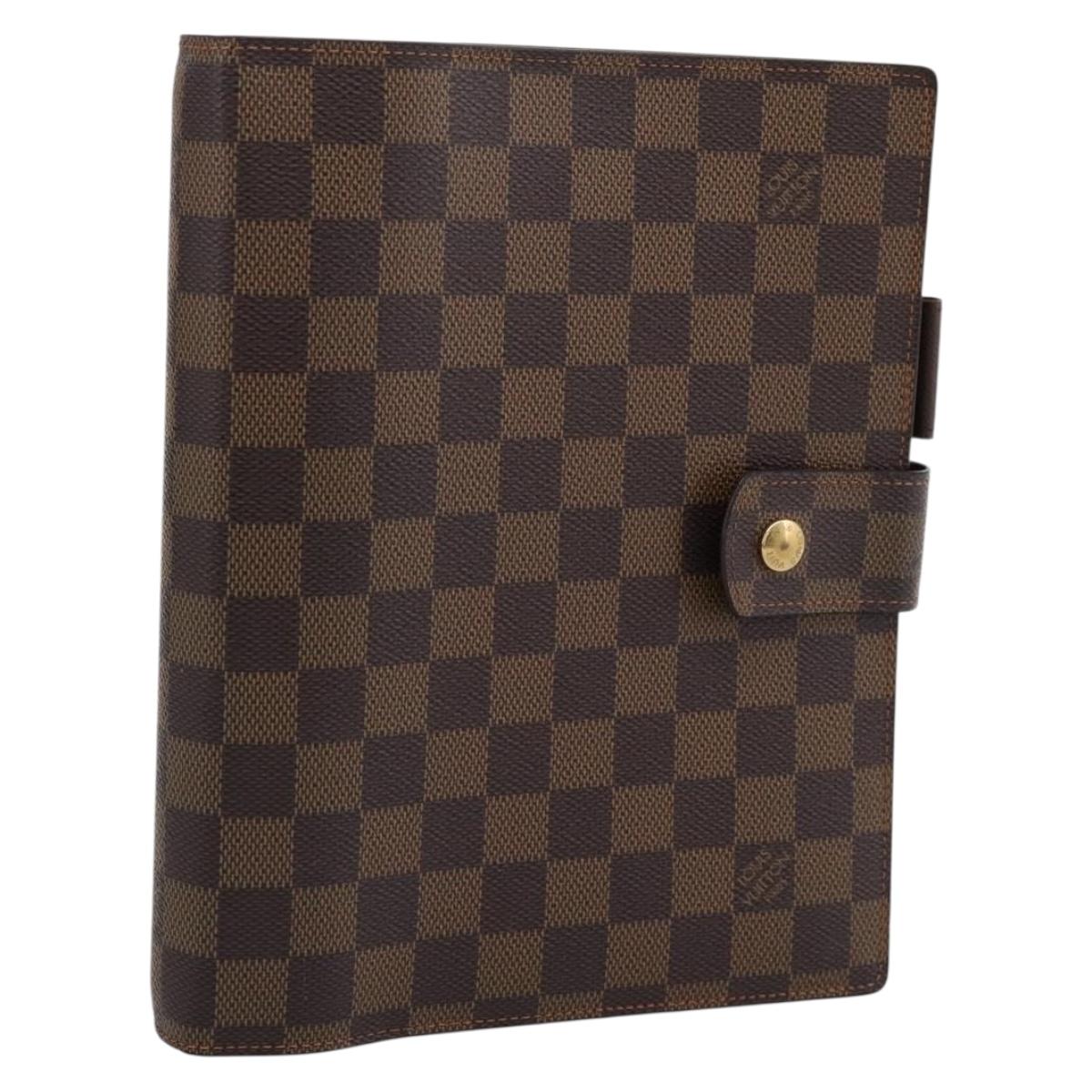 LOUIS VUITTON Damier Ebene Agenda GM Day Planner Cover R20107 LV Auth 196962