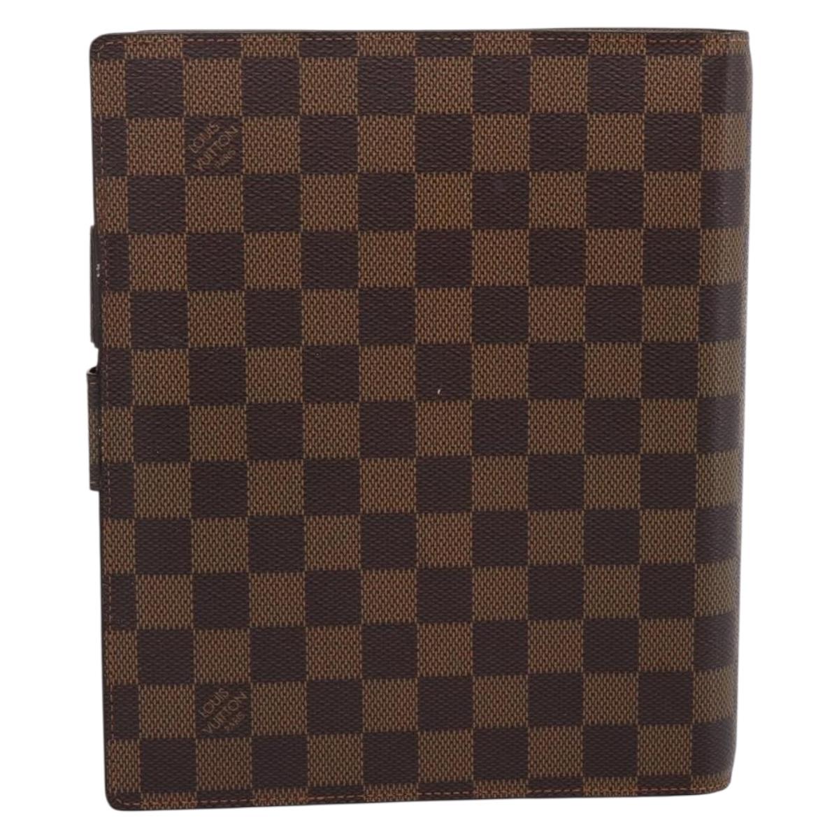LOUIS VUITTON Damier Ebene Agenda GM Day Planner Cover R20107 LV Auth 196962