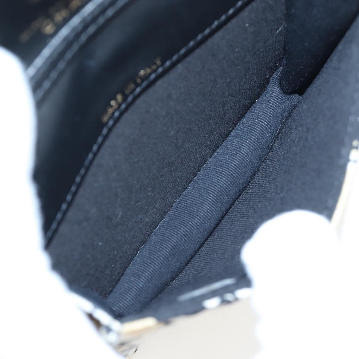 CHANEL Mini Matelasse Chain Shoulder Pouch Satin Beige Silver CC Auth 196975M