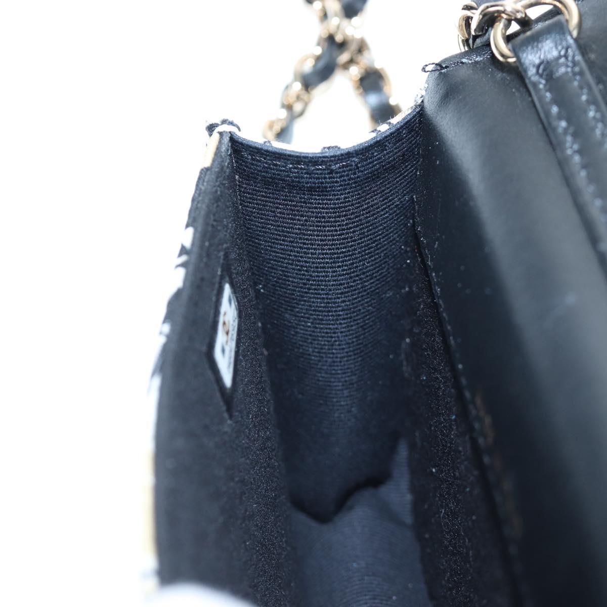 CHANEL Mini Matelasse Chain Shoulder Pouch Satin Beige Silver CC Auth 196975M