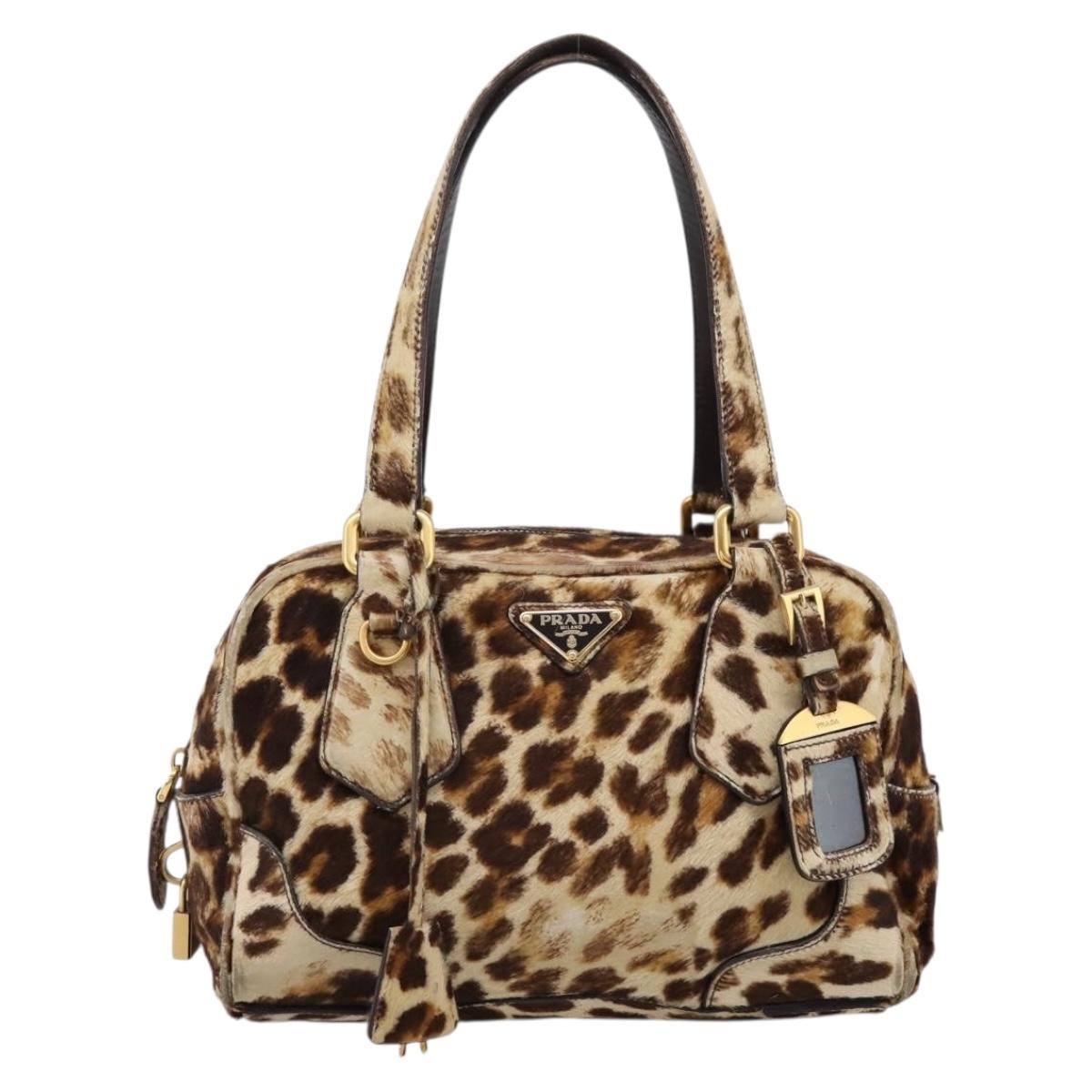 PRADA Tote Bag Harako leather Brown Gold Auth 196978A