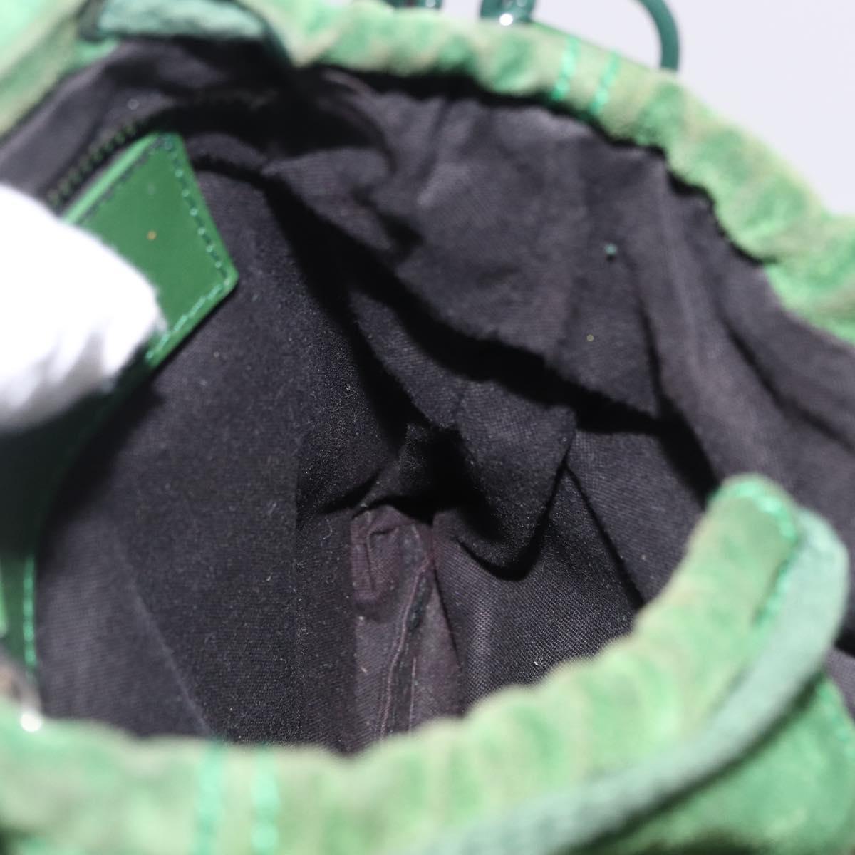 BALENCIAGA Chain Hand Bag Suede Green Auth 196979