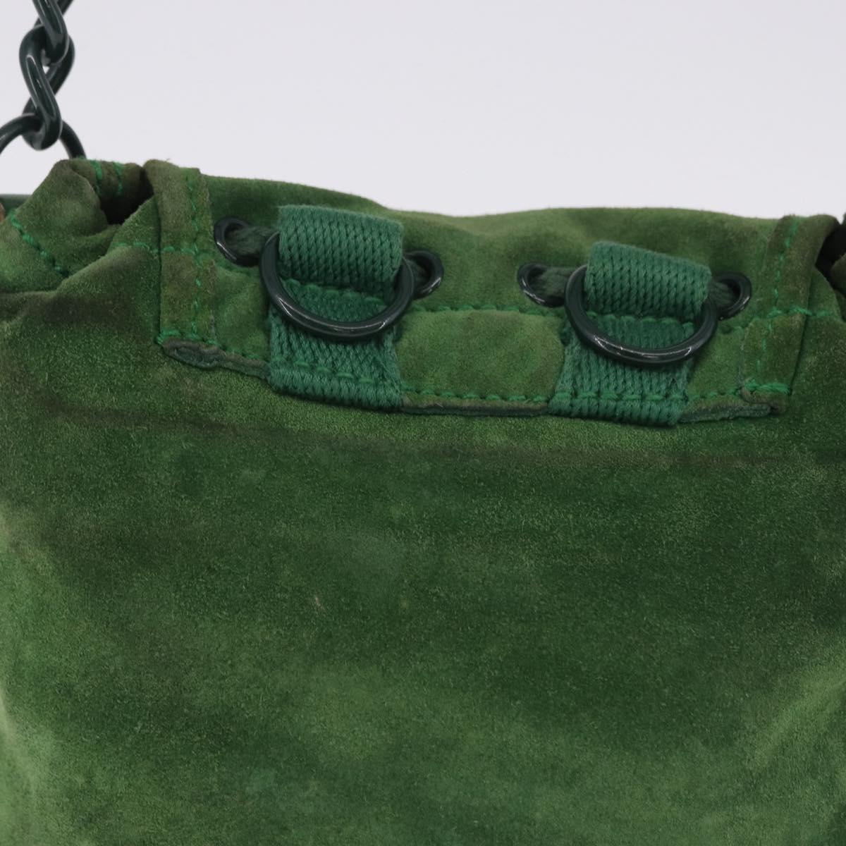 BALENCIAGA Chain Hand Bag Suede Green Auth 196979
