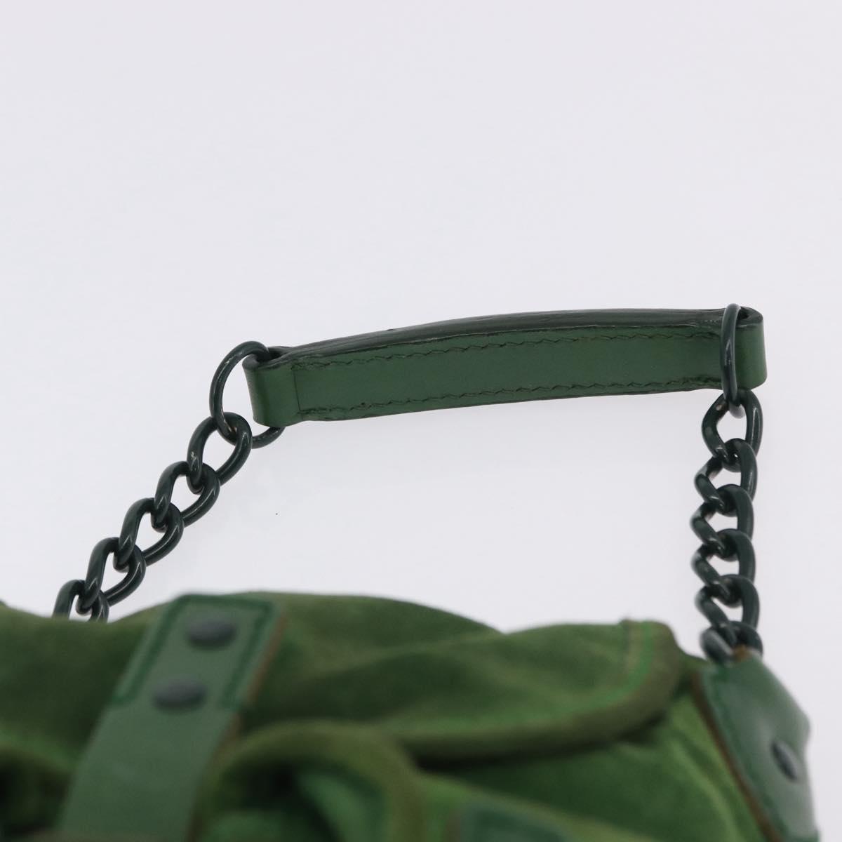 BALENCIAGA Chain Hand Bag Suede Green Auth 196979