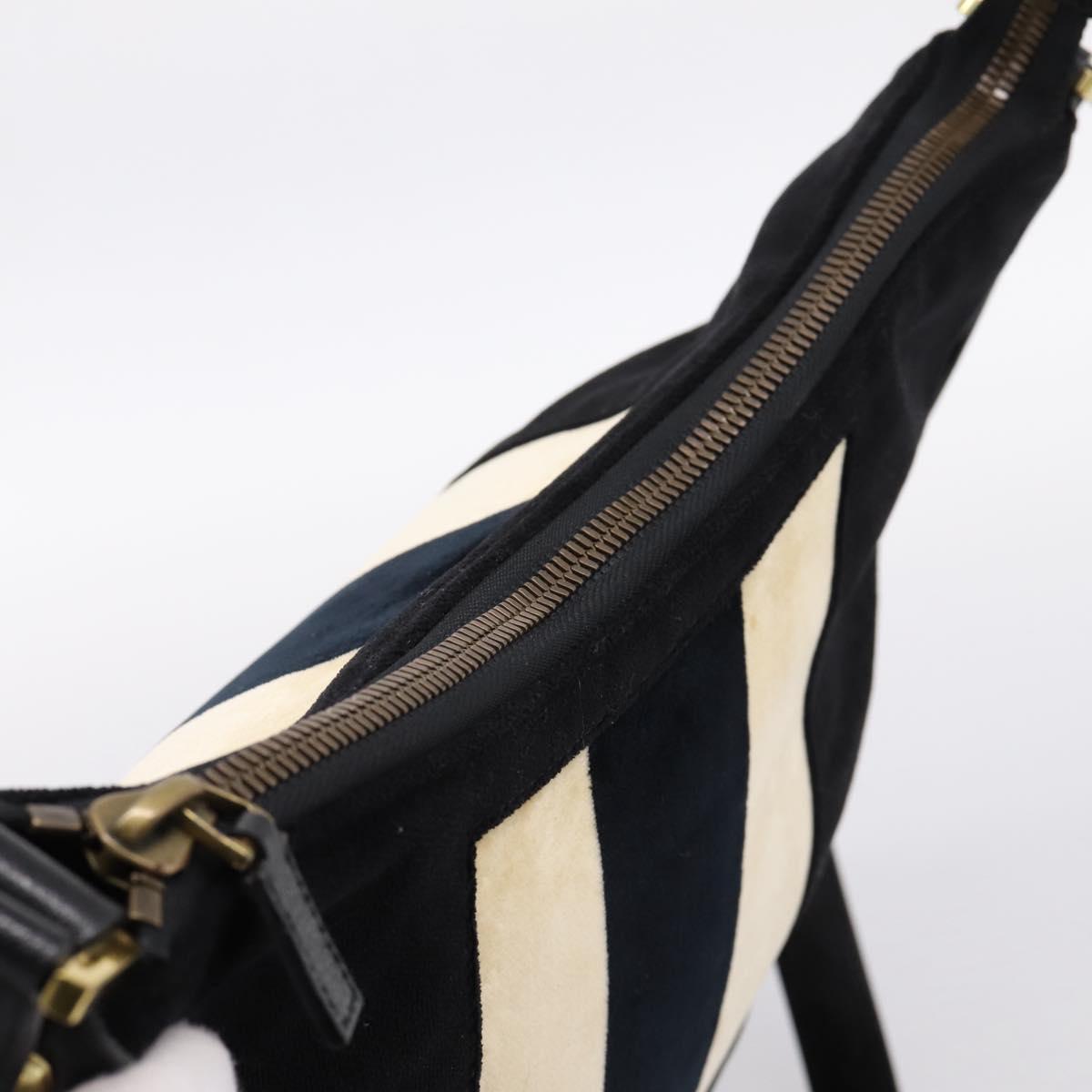 GUCCI Interlocking G Shoulder Bag Velor Black Gold 115568 Auth 196980V