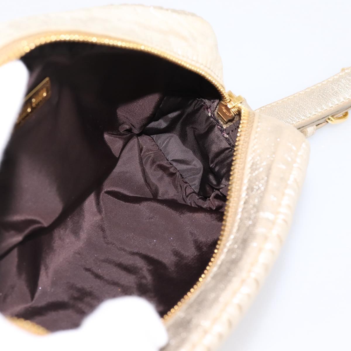 Miu Miu Matelasse Clutch Bag Leather Gold Auth 196981A