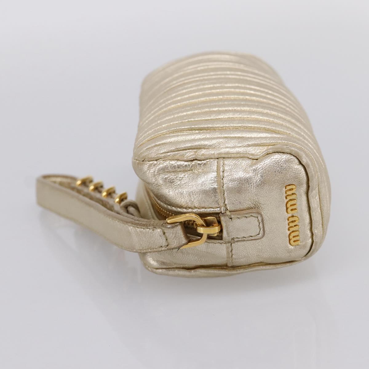 Miu Miu Matelasse Clutch Bag Leather Gold Auth 196981A