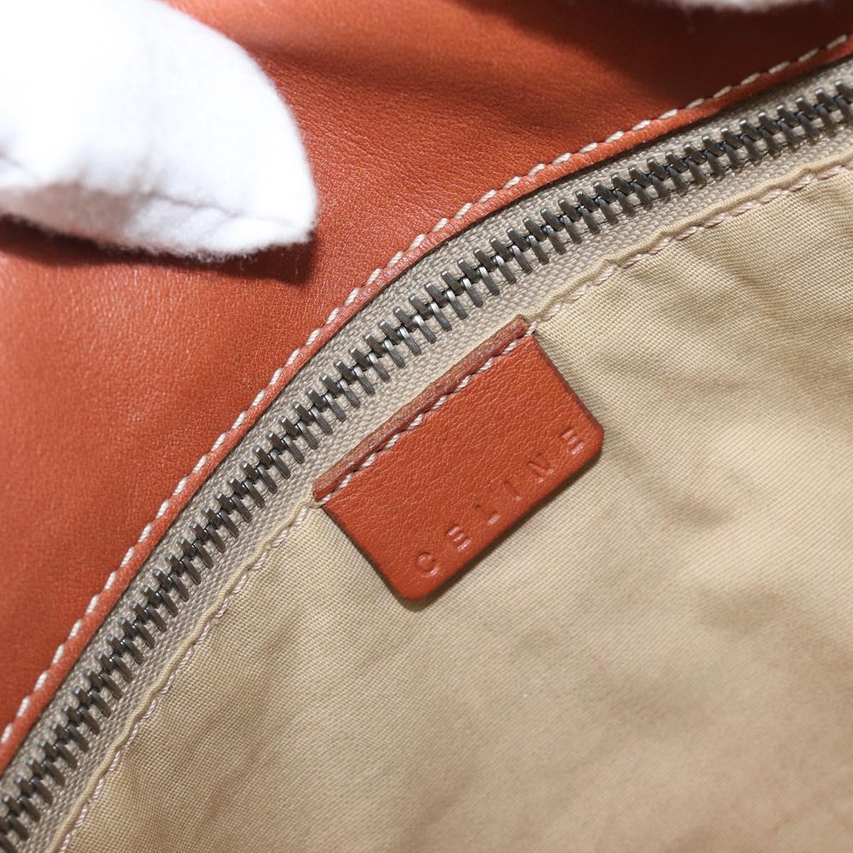 CELINE Shoulder Bag Leather Brown Silver Auth 196983