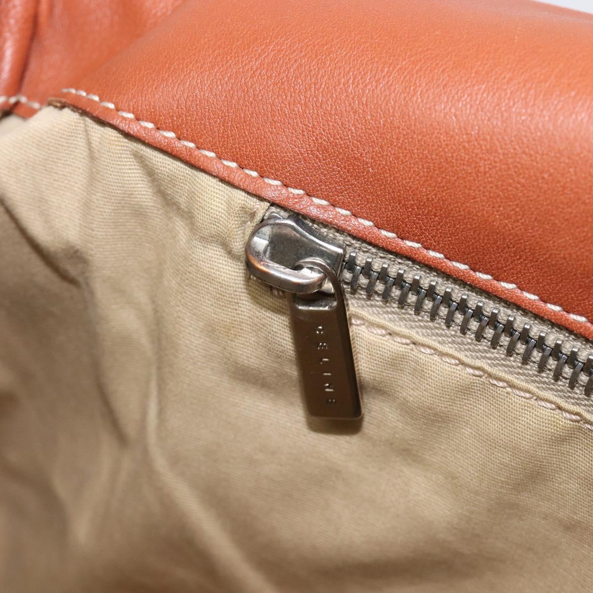 CELINE Shoulder Bag Leather Brown Silver Auth 196983