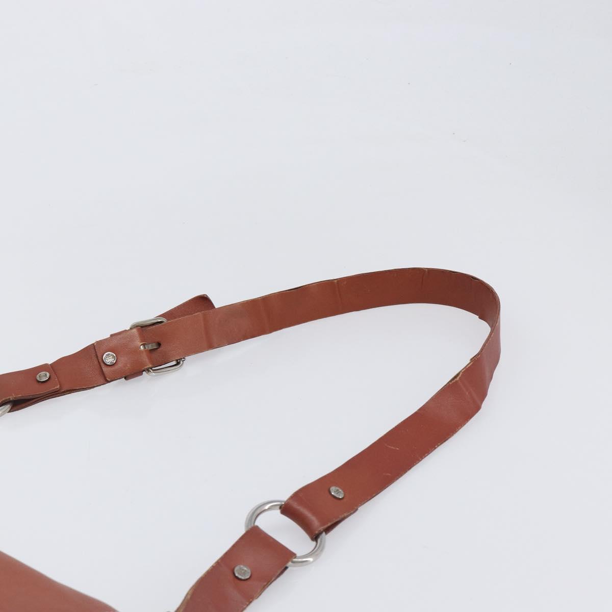 CELINE Shoulder Bag Leather Brown Silver Auth 196983