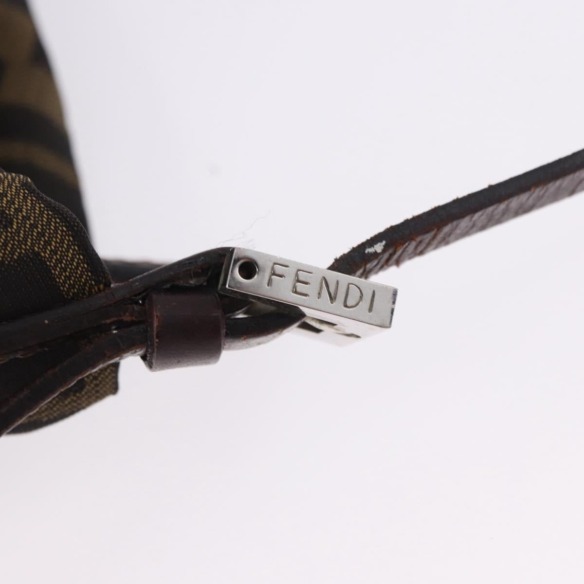 FENDI Zucca Canvas Mamma Baguette Shoulder Bag Brown Black Auth 196984