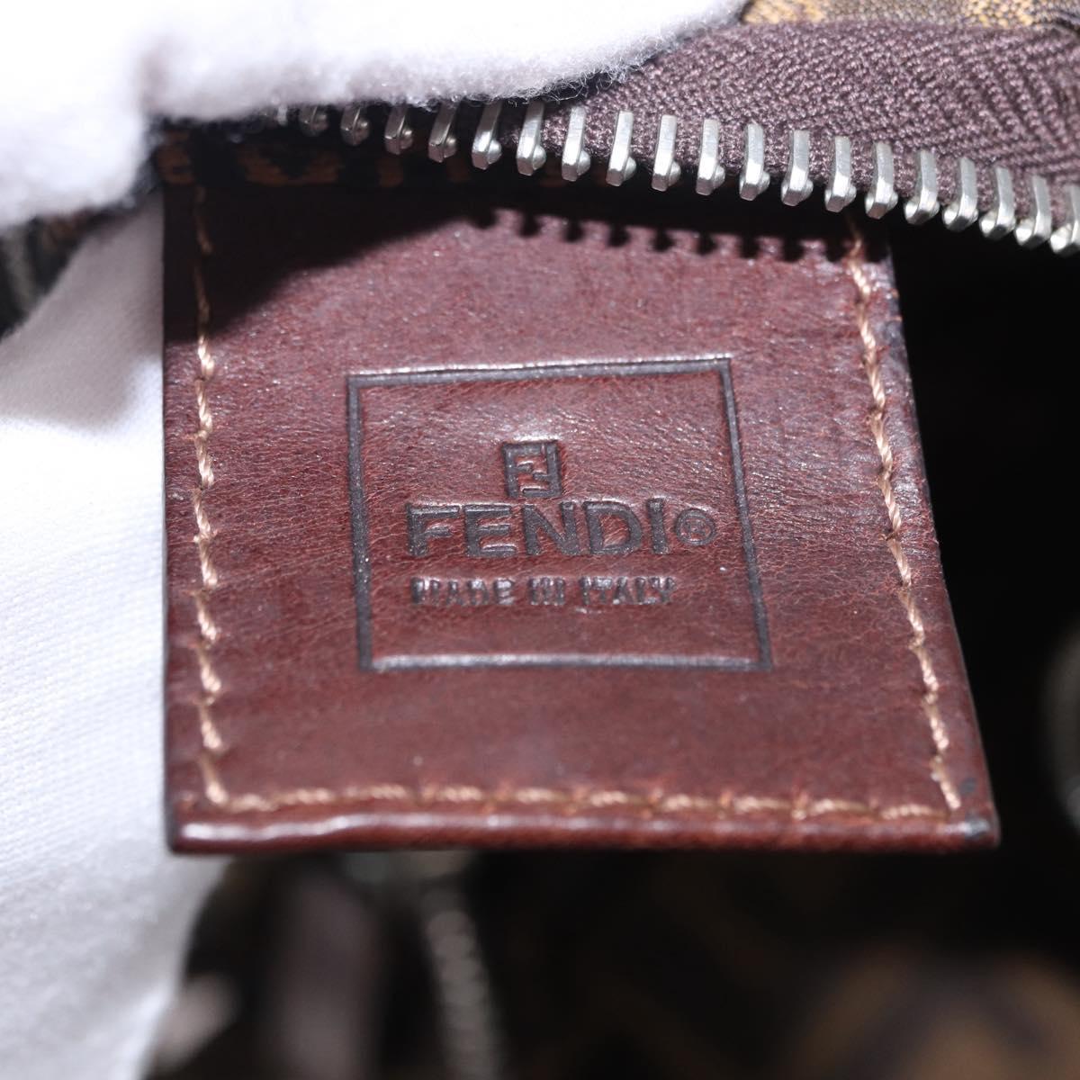 FENDI Zucca Canvas Mamma Baguette Shoulder Bag Brown Black Auth 196984