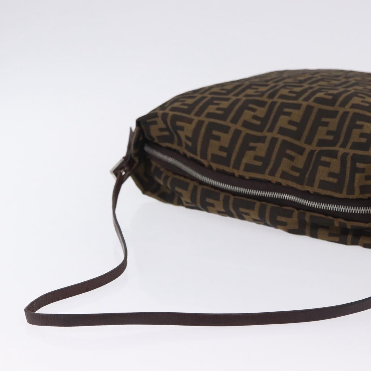 FENDI Zucca Canvas Mamma Baguette Shoulder Bag Brown Black Auth 196984