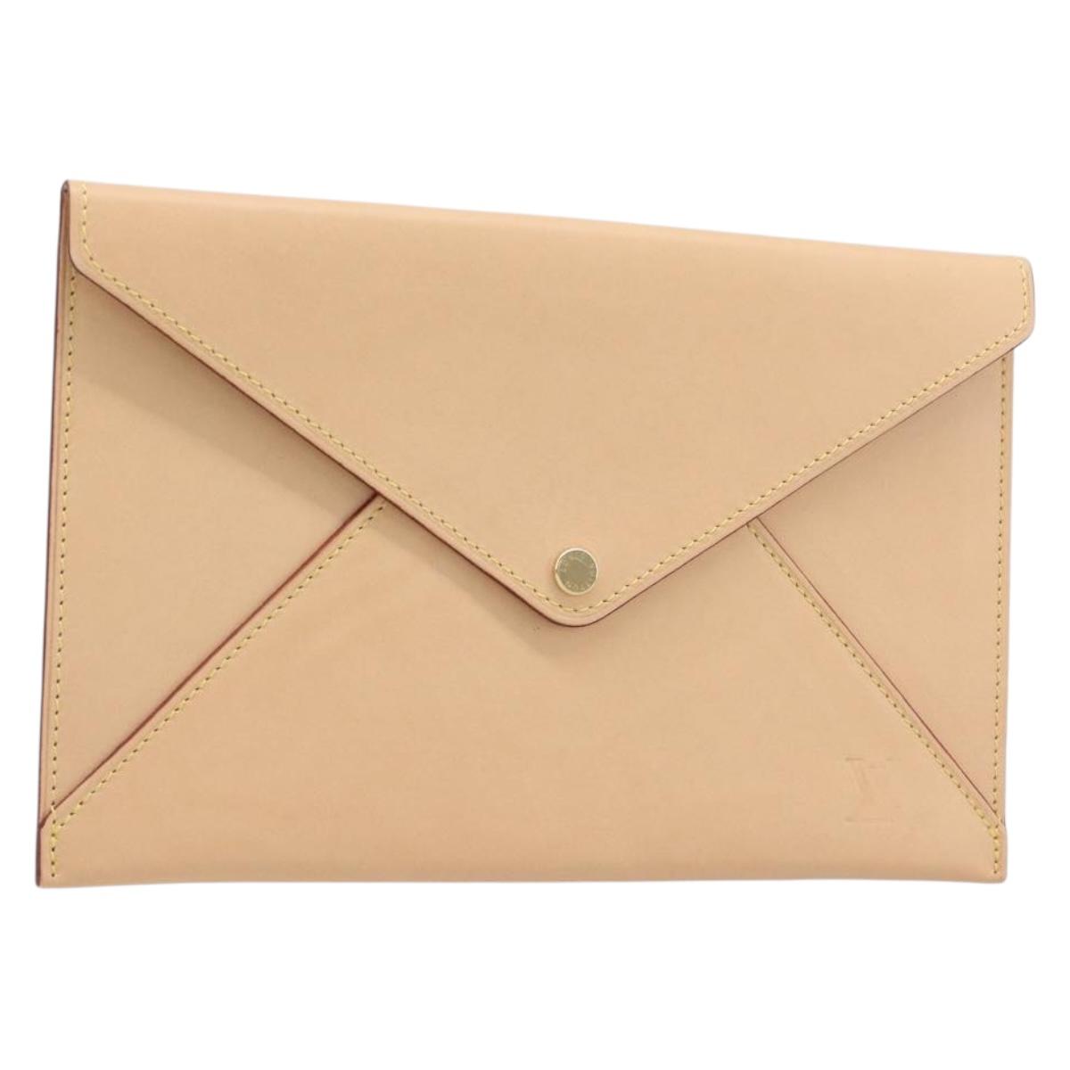 LOUIS VUITTON Nomad leather Clutch Bag Beige LV Auth 196985V