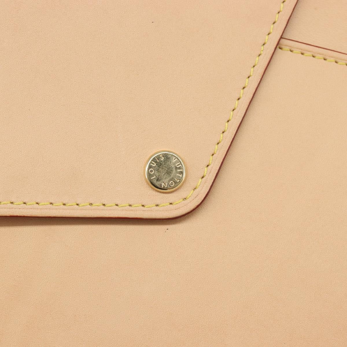 LOUIS VUITTON Nomad leather Clutch Bag Beige LV Auth 196985V