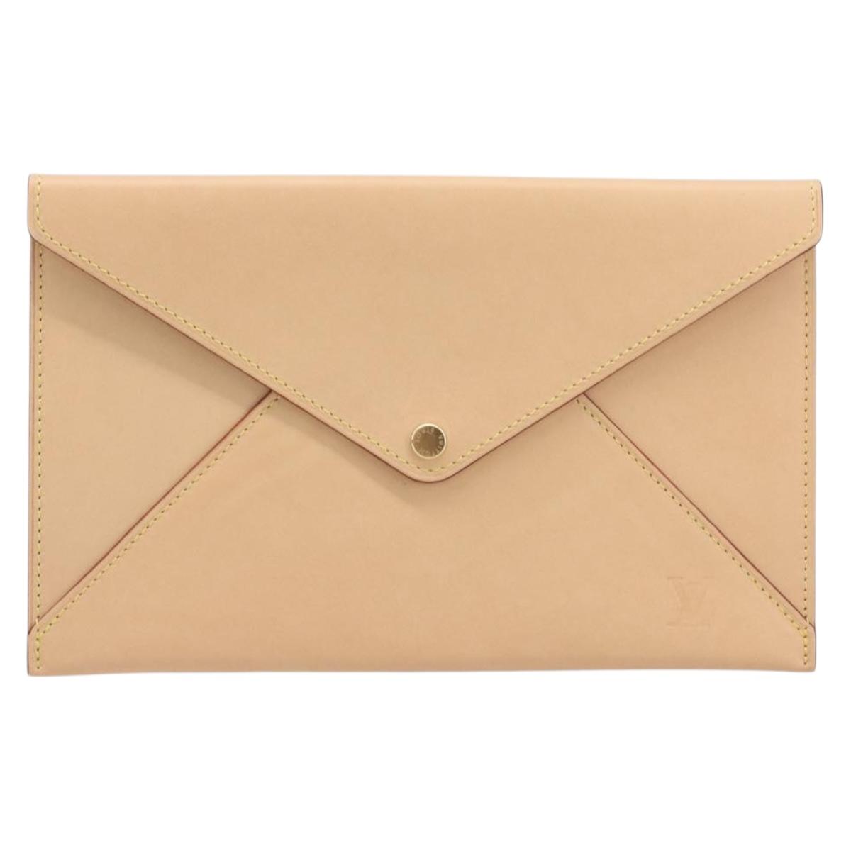 LOUIS VUITTON Nomad leather Clutch Bag Beige LV Auth 196985V