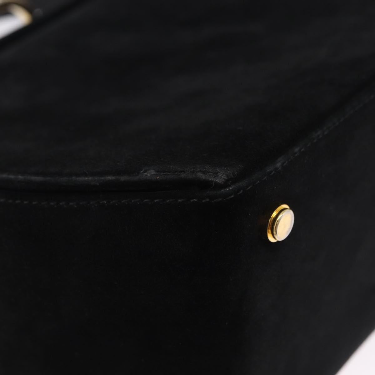Salvatore Ferragamo Gancini Shoulder Bag Suede 2way Black Gold Auth 196987