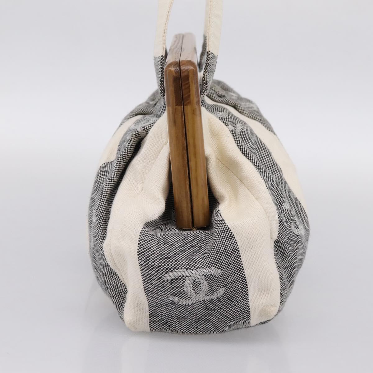 CHANEL Tote Bag Canvas Gray Gold CC Auth 196989V
