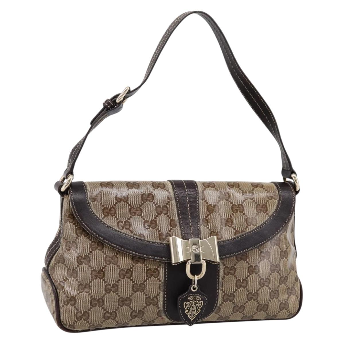 GUCCI GG Canvas GG Crystal Bag Coated Canvas Beige Gold 181483 Auth 196990