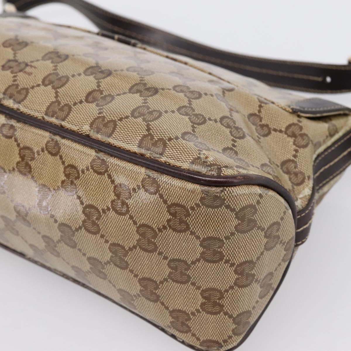 GUCCI GG Canvas GG Crystal Bag Coated Canvas Beige Gold 181483 Auth 196990
