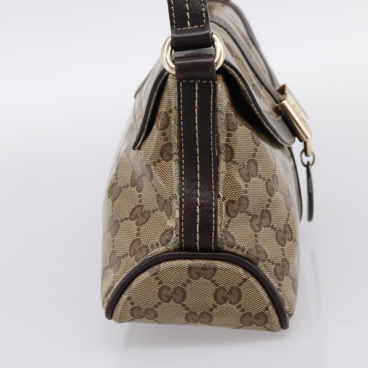 GUCCI GG Canvas GG Crystal Bag Coated Canvas Beige Gold 181483 Auth 196990