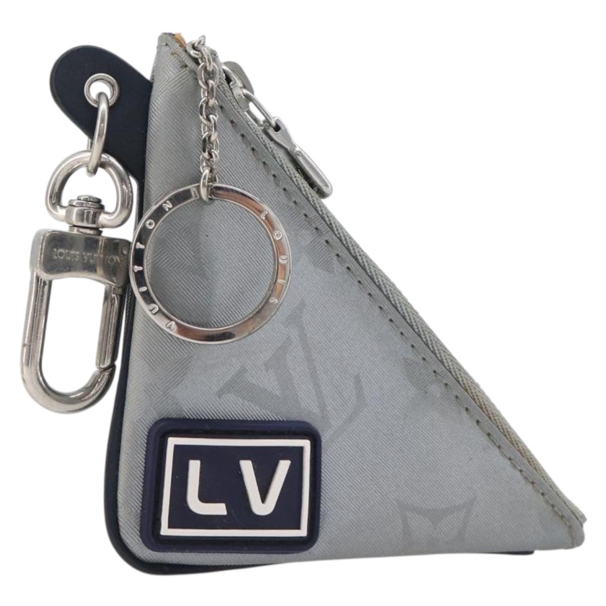 LOUIS VUITTON Monogram satellite Porte Cles Charm Silver MP2217 LV Auth 196994A