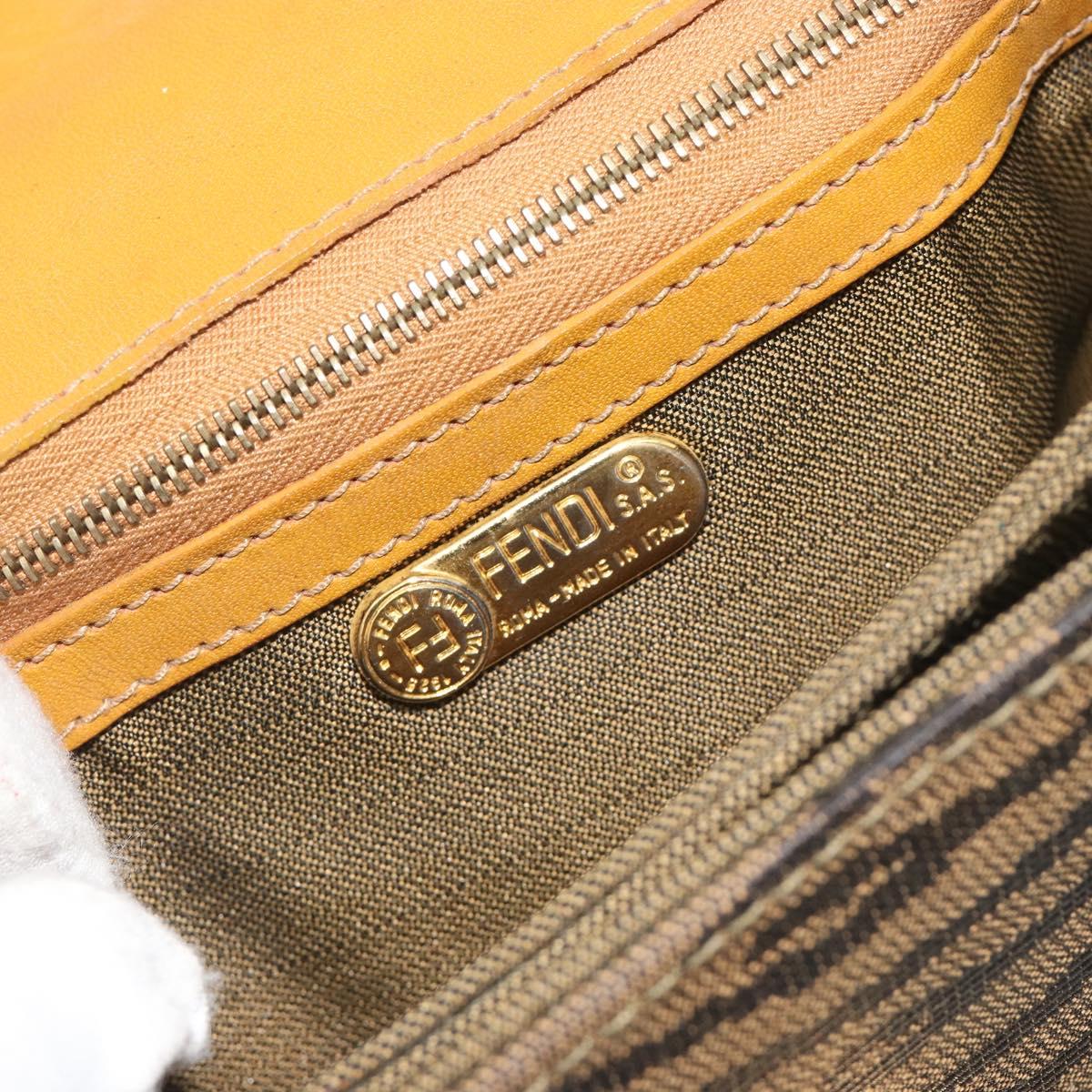 FENDI Hand Bag Canvas Gold Black Auth 197005