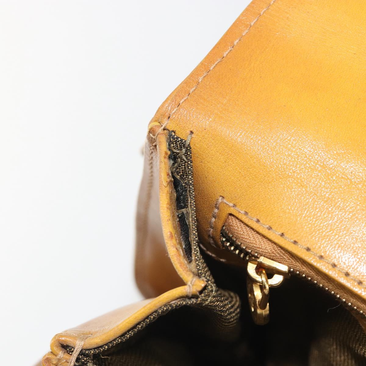 FENDI Hand Bag Canvas Gold Black Auth 197005