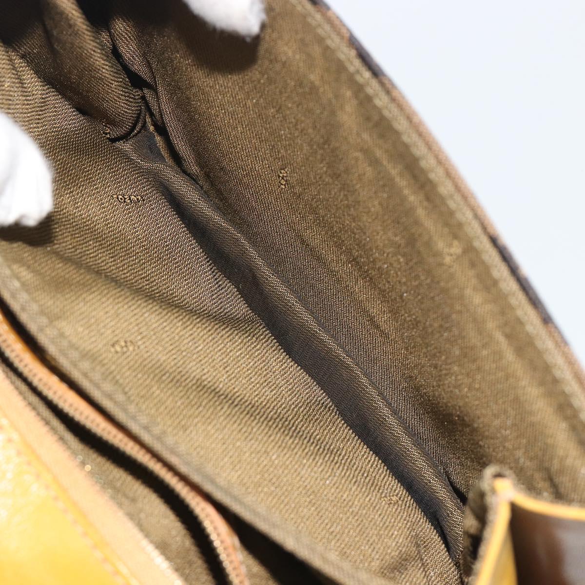 FENDI Hand Bag Canvas Gold Black Auth 197005