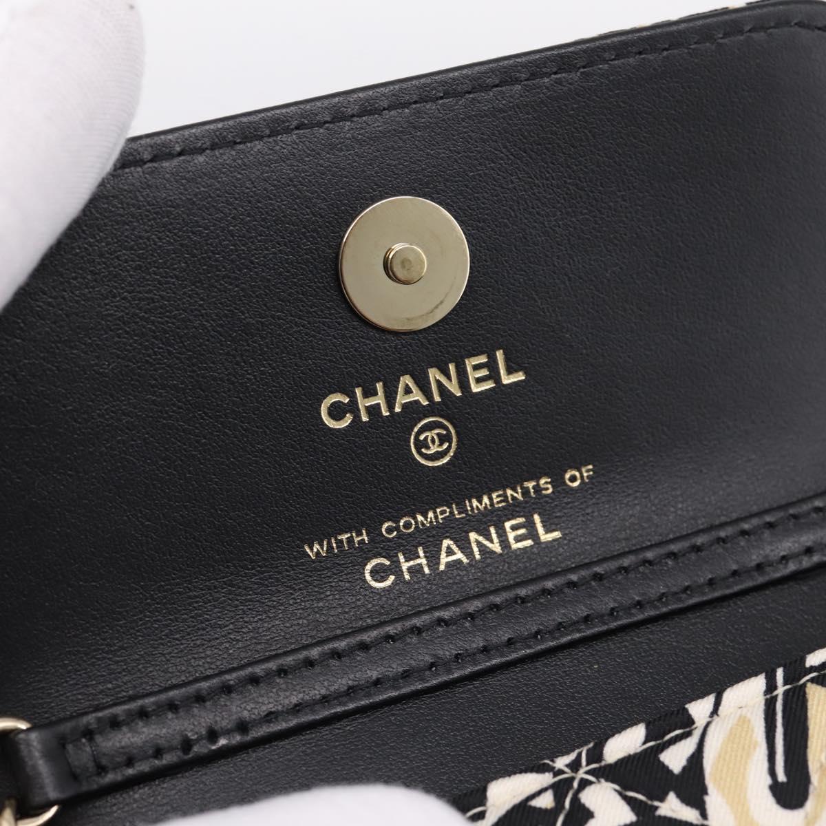 CHANEL Checker Flag Chain Shoulder Bag Canvas Beige Gold CC Auth 197010SAM