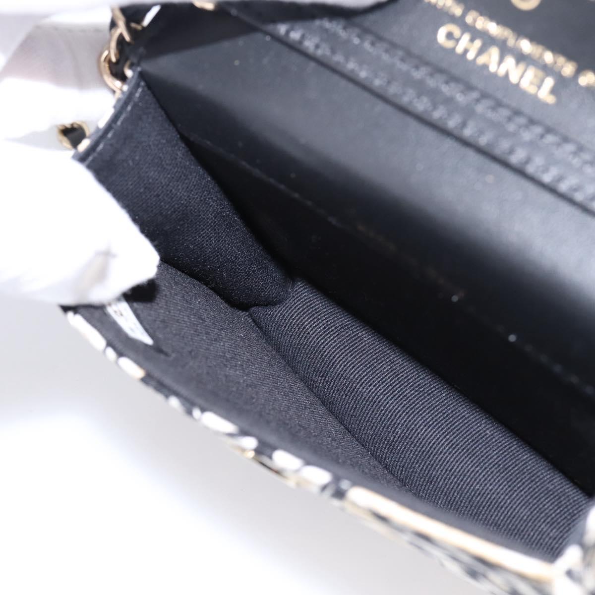 CHANEL Checker Flag Chain Shoulder Bag Canvas Beige Gold CC Auth 197010SAM