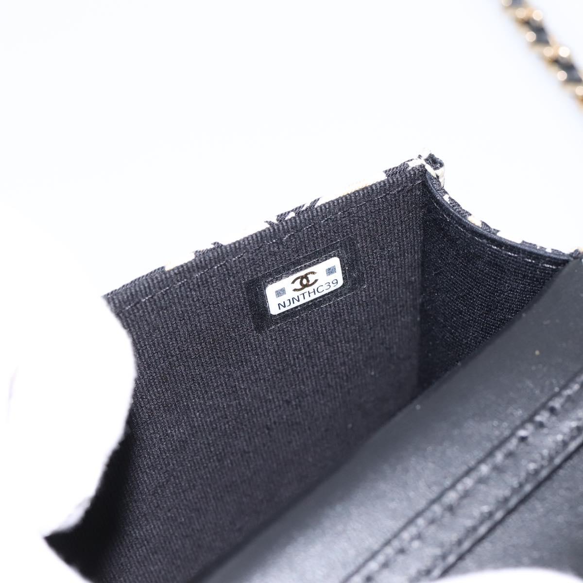 CHANEL Checker Flag Chain Shoulder Bag Canvas Beige Gold CC Auth 197010SAM