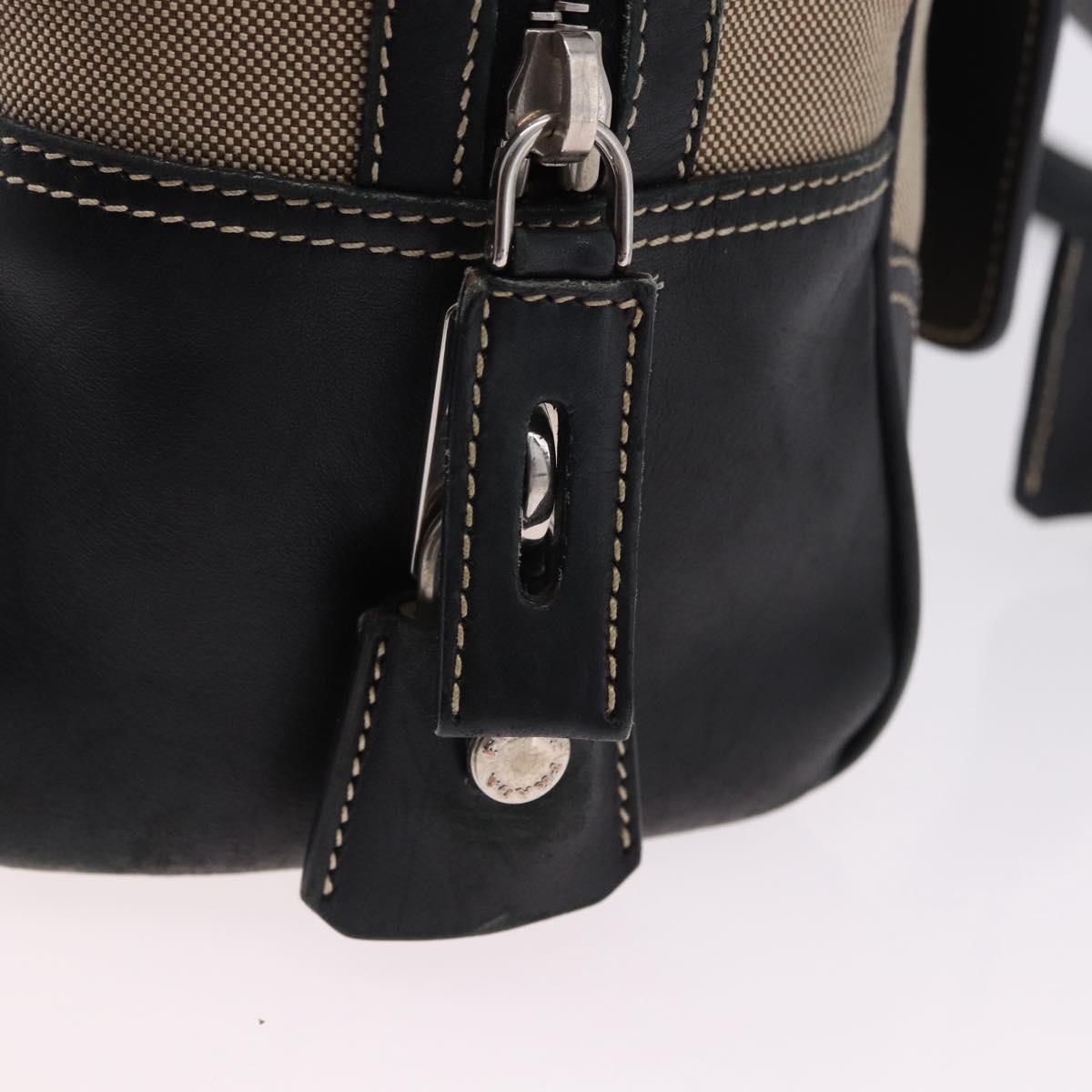 PRADA Tote Bag Canvas Beige Silver Auth 197022A