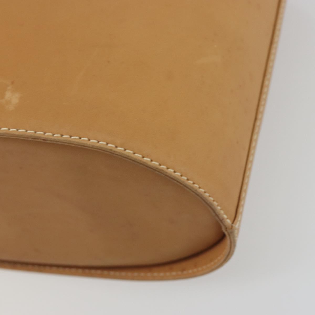 Salvatore Ferragamo Gancini Hand Bag Leather 2way Beige Silver Auth 197027