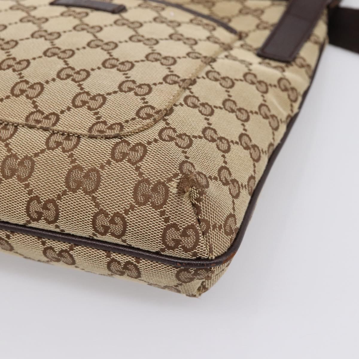 GUCCI GG Canvas Shoulder Bag Beige Silver 122793 Auth 197038