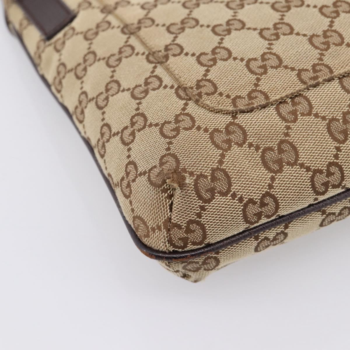 GUCCI GG Canvas Shoulder Bag Beige Silver 122793 Auth 197038