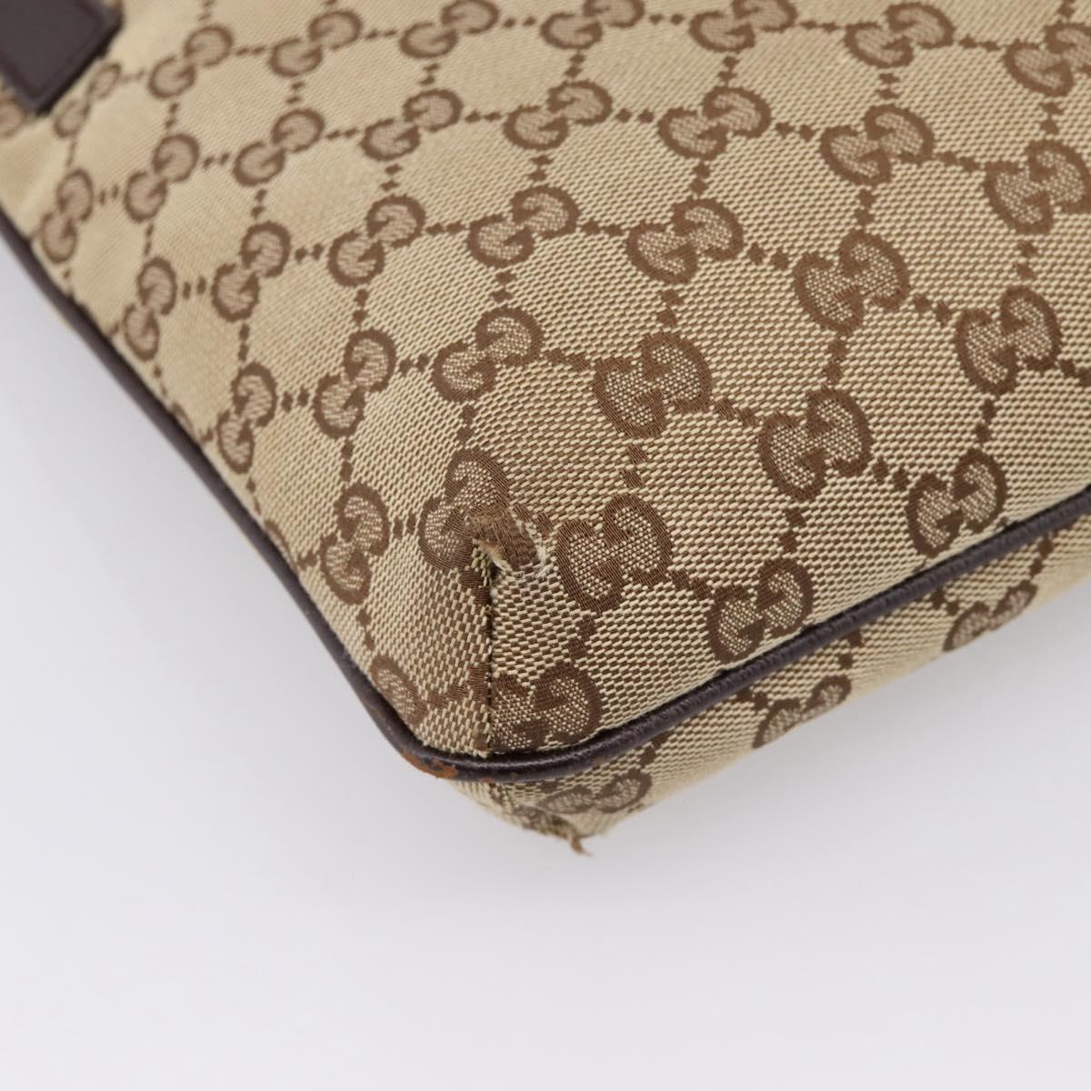 GUCCI GG Canvas Shoulder Bag Beige Silver 122793 Auth 197038