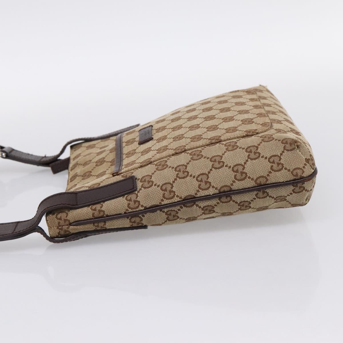 GUCCI GG Canvas Shoulder Bag Beige Silver 122793 Auth 197038