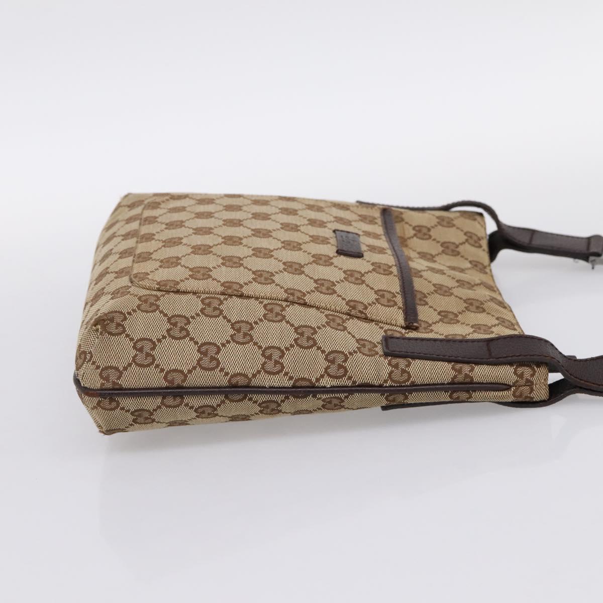 GUCCI GG Canvas Shoulder Bag Beige Silver 122793 Auth 197038