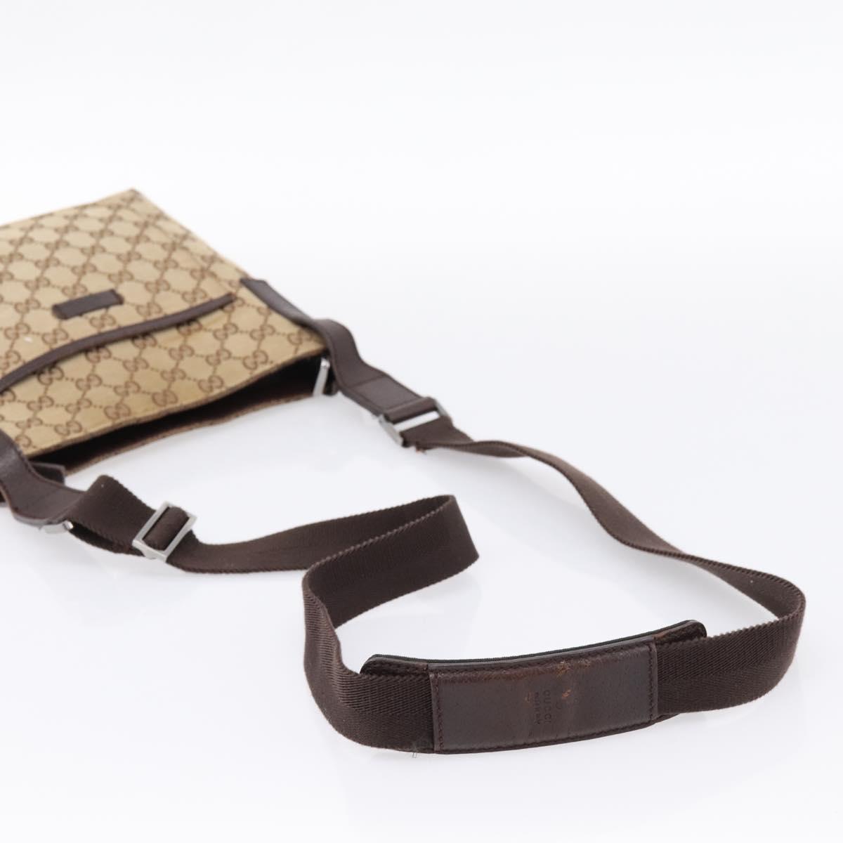 GUCCI GG Canvas Shoulder Bag Beige Silver 122793 Auth 197038