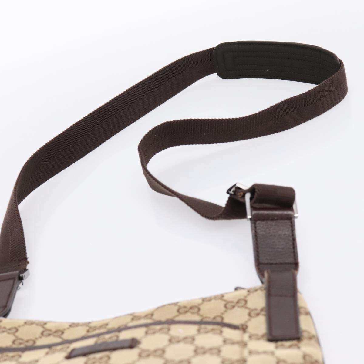 GUCCI GG Canvas Shoulder Bag Beige Silver 122793 Auth 197038
