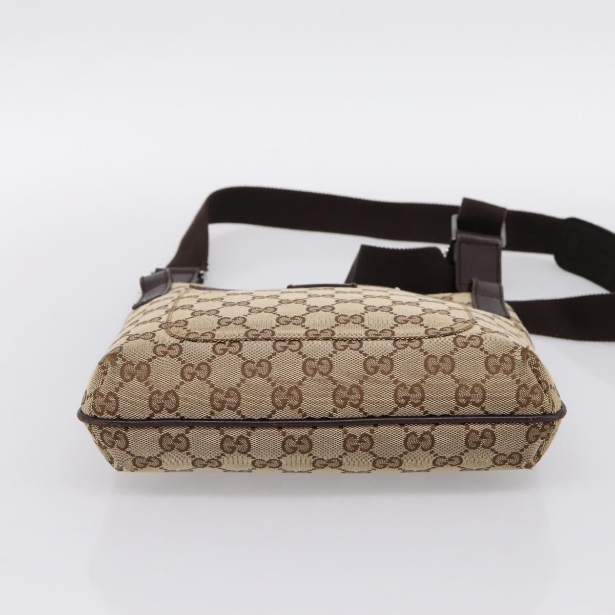 GUCCI GG Canvas Shoulder Bag Beige Silver 122793 Auth 197038