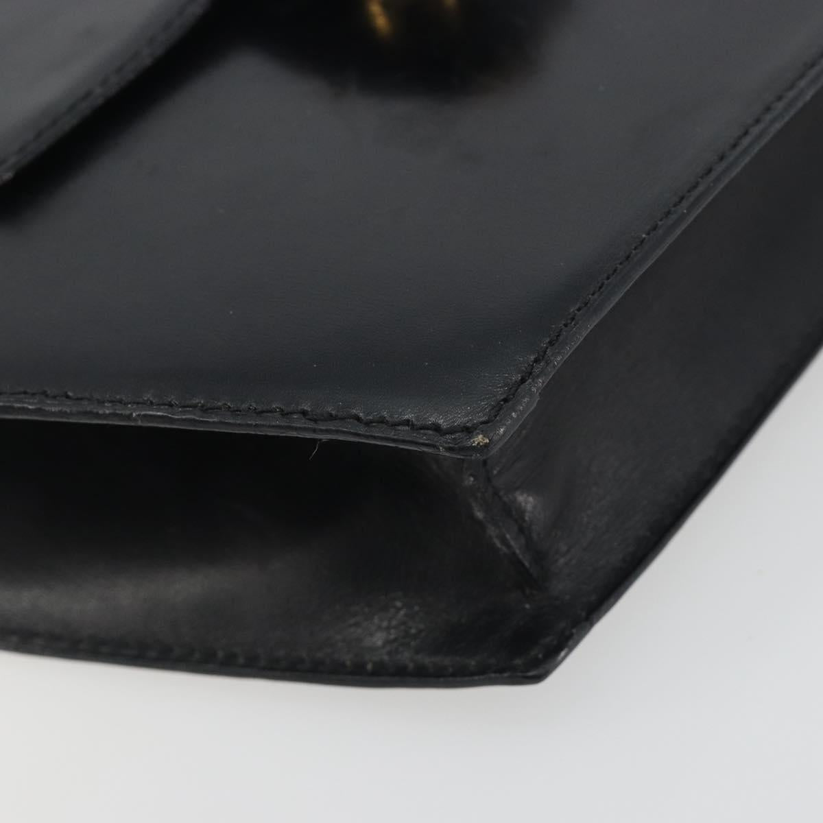 CELINE Hand Bag Leather Black Gold Auth 197040