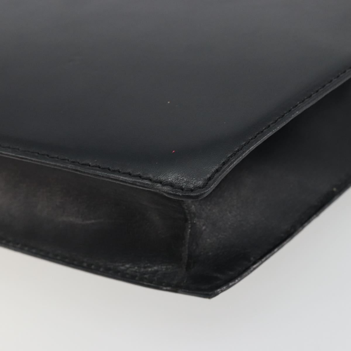 CELINE Hand Bag Leather Black Gold Auth 197040